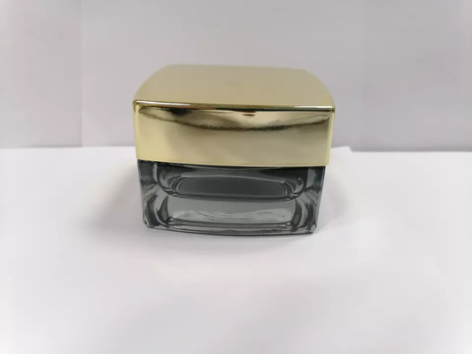 Kosmetische Gläser Grey Color Lacquering Glass Skincare-Glas-30g 50g mit Golddeckeln