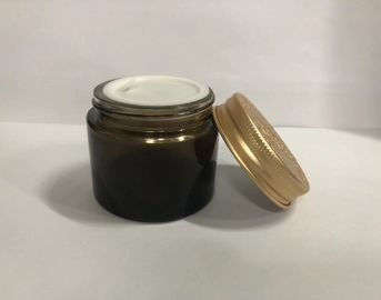 Goldener Aluminiumdeckel bernsteinfarbiges 2oz 8oz ringsum das kosmetische Glas-Hautpflege-Verpacken
