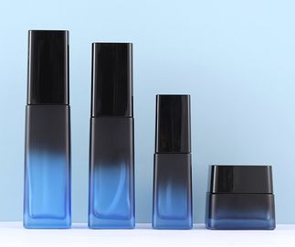 Kosmetik-verpackende Glaslotions-Flaschen-Cremetiegel-Hautpflege-Behälter mit schwarzer Kappe