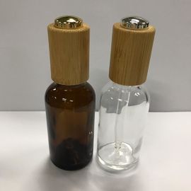 Glastropfflaschen, Kragen-Hautpflege-Flasche Soem 30ml Amber Essential Oil Bottle With hölzernes