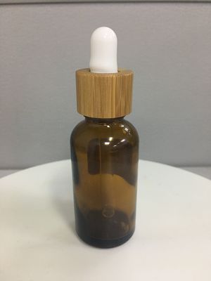 Kosmetische Verpackenboston Glasbambustropfflasche der Überwurfmutter-30ml