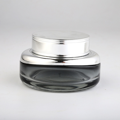 Silberne Schulter-Glascremetiegel-ovales Glas-Behälter Silkscreen-Drucklogo