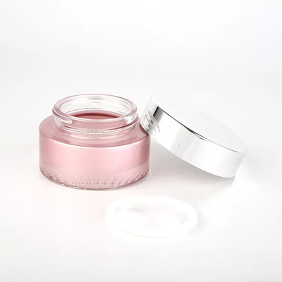 Silber-Glasschraube rosa des Farbmalerei-kosmetische Glas-50g herauf Kappe für Hautpflege-Creme