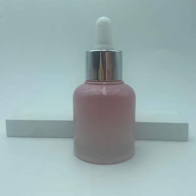 2025 recycelbare rosa Glasflasche für Öl Tropffflaschen mit Silberkragen Luxus Großhandel 30ml