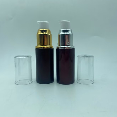 Glas-Lotion-Flasche 15 ml Dunkelrote Serumflasche mit glänzender Gold-/Silberpumpe Augenlotion-Flasche Pumpflasche Kosmetikflasche OEM