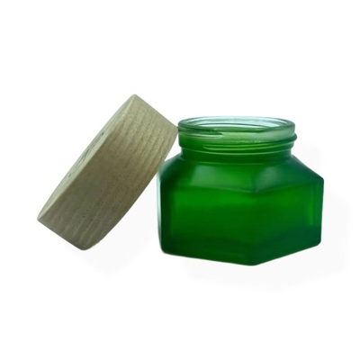 Kosmetische Gläser Verpackung 50g Smaragdcreme Gläser mit Holzveredelung Plastikkappe Creme Gläser