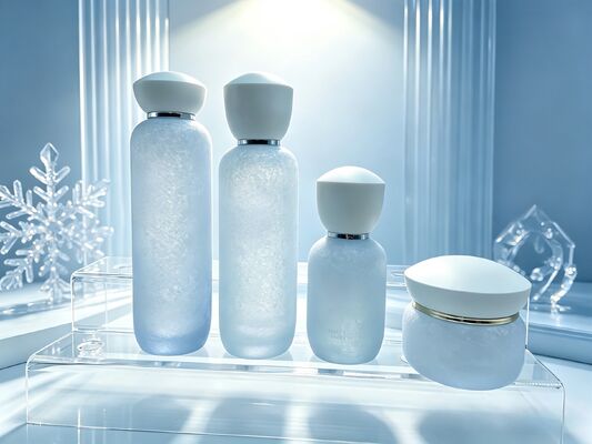 Hochwertige Milchglasflaschen & Tiegel mit Pumpspender/Sprühkopf & weißen Kappen, Rissmuster für Kosmetik, Gesichtscreme, Lotion, Serum, Toner, Hautpflege, 120ml/100ml/40ml/50g/30g