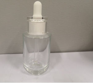 Klarglas-Tropfflaschen Silkscreen-Druckhautpflege, die Plastikkragen Soem verpackt