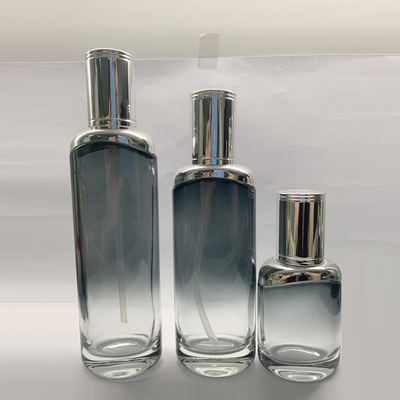Glaslotions-Flasche 40ml 100ml 120ml eingestellt mit metallischer silberner Schulter