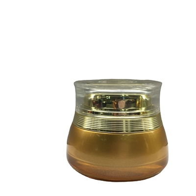 Runde kosmetische Luxusgläser des Feuchtigkeitscreme-Glasgefäß-50g MSDS mit Golddeckeln