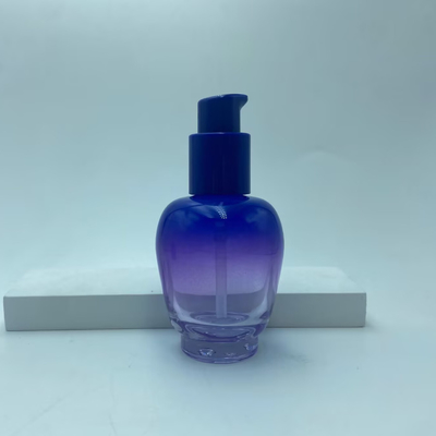 Glas Lotion Flasche 30ml Blauer Schrägserum Flasche mit Ölpumpe Flasche Pumpe Flasche Kosmetikflasche OEM