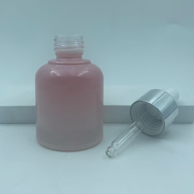 2025 recycelbare rosa Glasflasche für Öl Tropffflaschen mit Silberkragen Luxus Großhandel 30ml