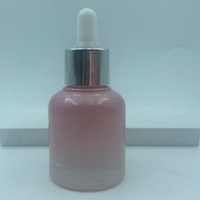 2025 recycelbare rosa Glasflasche für Öl Tropffflaschen mit Silberkragen Luxus Großhandel 30ml
