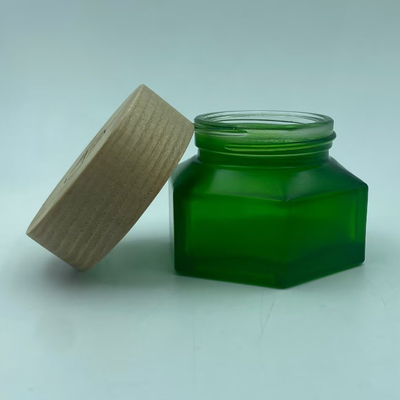 Kosmetische Gläser Verpackung 50g Smaragdcreme Gläser mit Holzveredelung Plastikkappe Creme Gläser