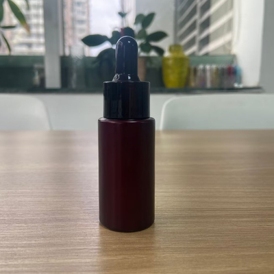 15 ml dunkelrotes ätherisches Öl Flasche Glas Tropffflasche Kosmetikverpackung für Serumöl Customized Logo und Malerei OEM