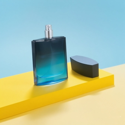 Custom 100ml Quadratglas Luxus und elegant leere Parfümflasche Pumpe Sprüher Schrägblau 15mm Hals