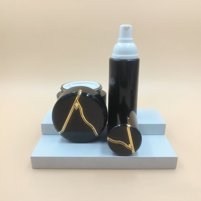 Fabrik-direkt 30ml 50ml 100ml 120ml Kosmetik Glas Schwarz Luxus rund Lotion Pumpe Flasche und Glas Set-OEM