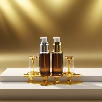 Glas-Lotion-Flasche 15 ml Dunkelrote Serumflasche mit glänzender Gold-/Silberpumpe Augenlotion-Flasche Pumpflasche Kosmetikflasche OEM