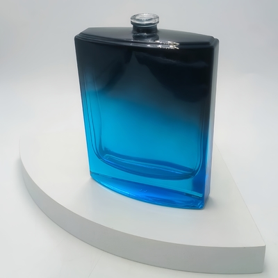 Custom 100ml Quadratglas Luxus und elegant leere Parfümflasche Pumpe Sprüher Schrägblau 15mm Hals