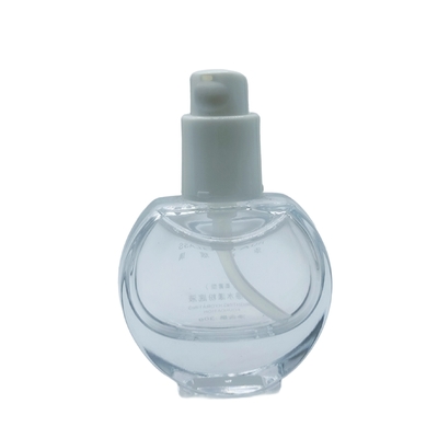 Anpassbare 30-ml-Runde-Foundation-Glasflasche mit dickem Boden, Make-up-Primer- und Serumflasche für Kosmetikprodukte