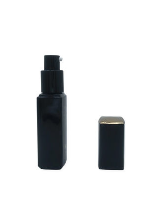 Großhandel Luxus 30ml Quadrat Makeup Primer Serumpumpe Flasche für Kosmetika mit individueller Logo-Druckkappe