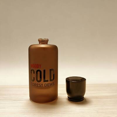 30ml Frosted Glass Perfume Empty Bottle with Black Cap Cylindrical Shape Forest for Personal & Commercial Use Cosmetic Packaging