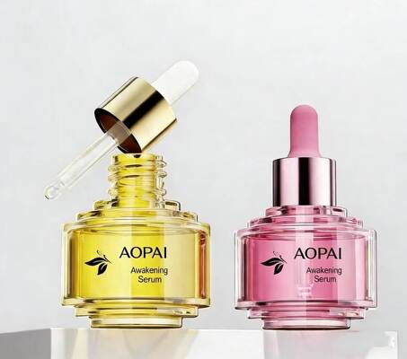 Luxuriöse zweifarbige 30-ml-Tropfflasche aus Glas. Neues, stilvolles Step-Up-Design für die Hautpflege-Essenzölflasche