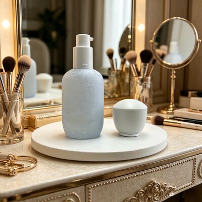 Premium Frosted Glass Bottles & Jars with Pump/Spray & White Caps, Crackle Pattern for Cosmetics, Face Cream, Lotion, Serum, Toner, Skincare, 120ml/100ml/40ml/50g/30g